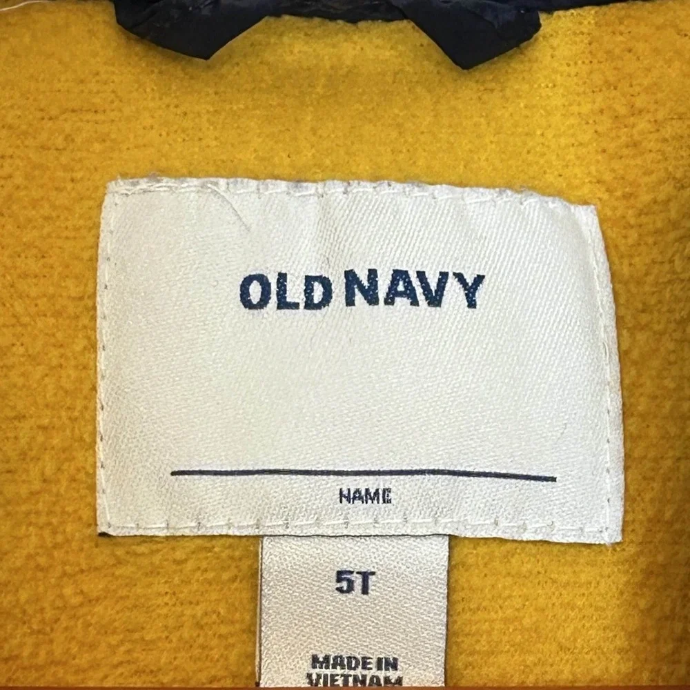 Old Navy Little Boys Navy‎ Blue and Yellow Zip Up Puffer Vest Size 5T